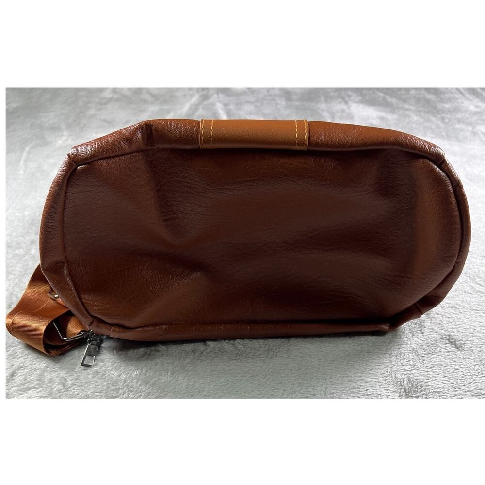 Brown Soft Leather Backpack Slouchy Minimal Travel Festival Coachella Bag - Picture 7 of 12